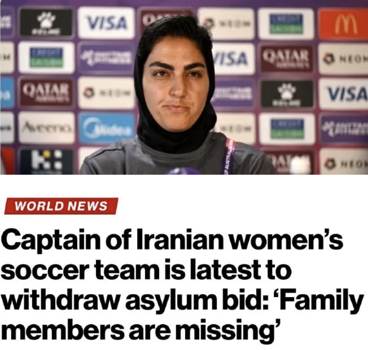 kaiyun登录入口-仅剩2人!伊朗女足队长撤回庇护连夜赶回亚洲 外媒:她家人失踪了